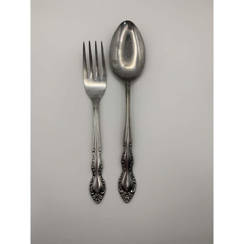 Imperial Stainless Steel Fleurette Flatware Korea 7"  Replacements, Fork & Spoon